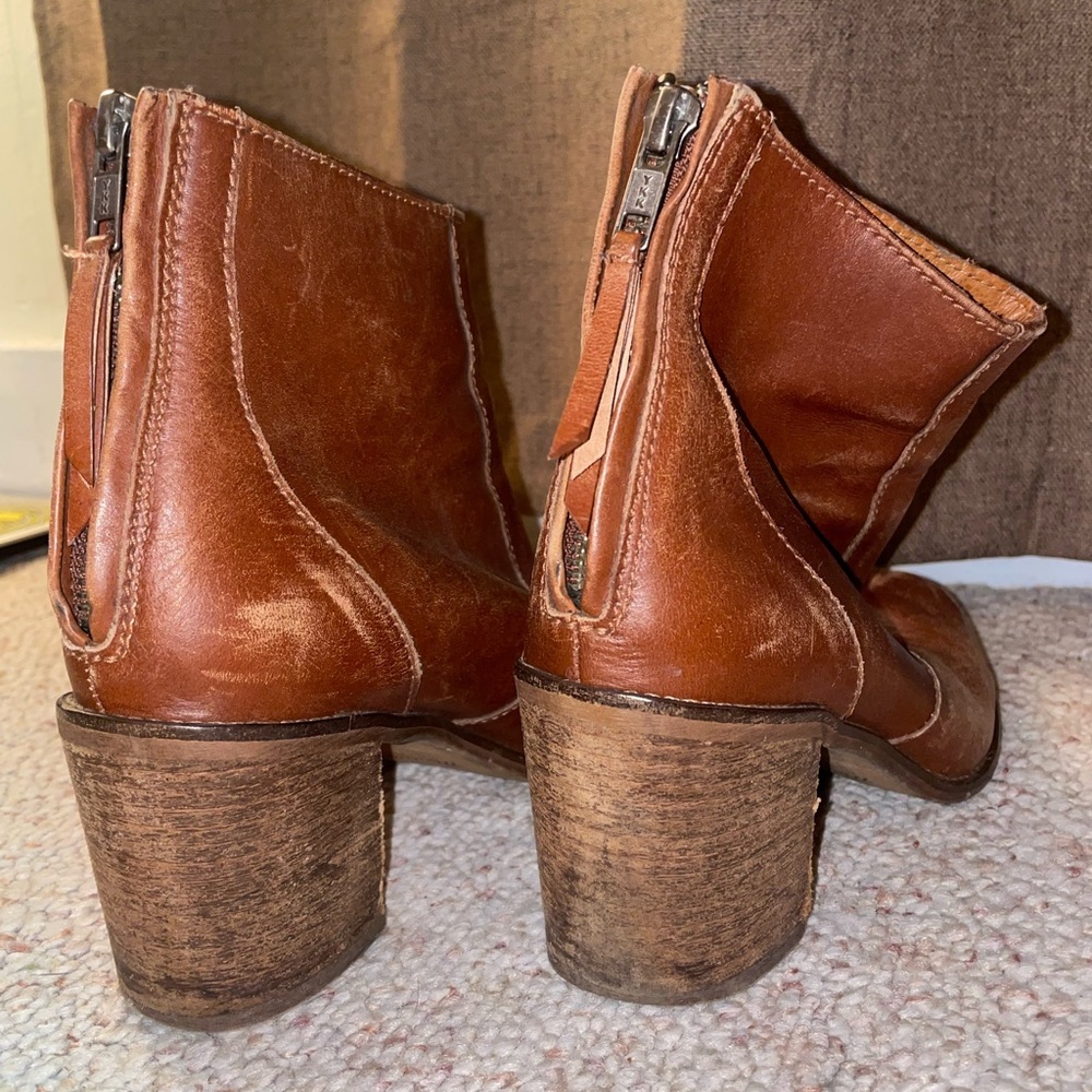 Madewell Brown Ankle Boot with Chunky Heel Western Leather Comfy Zip Up Cowgirl - Picture 6 of 14